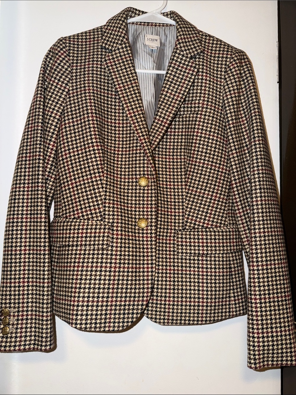 J. Crew Houndstooth Blazer in Black, White & Red